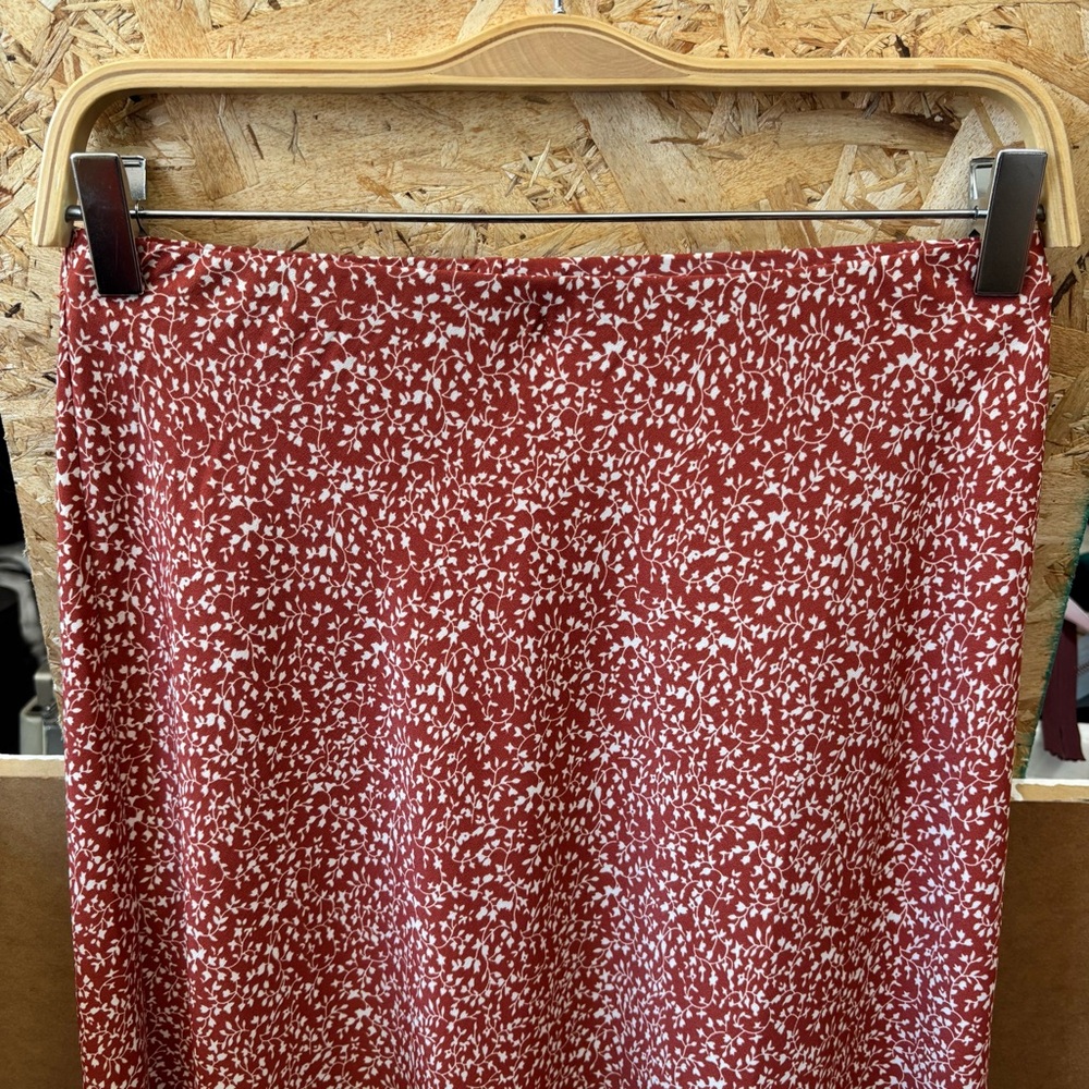 BE COOL Burnt Orange Floral Midi Skirt